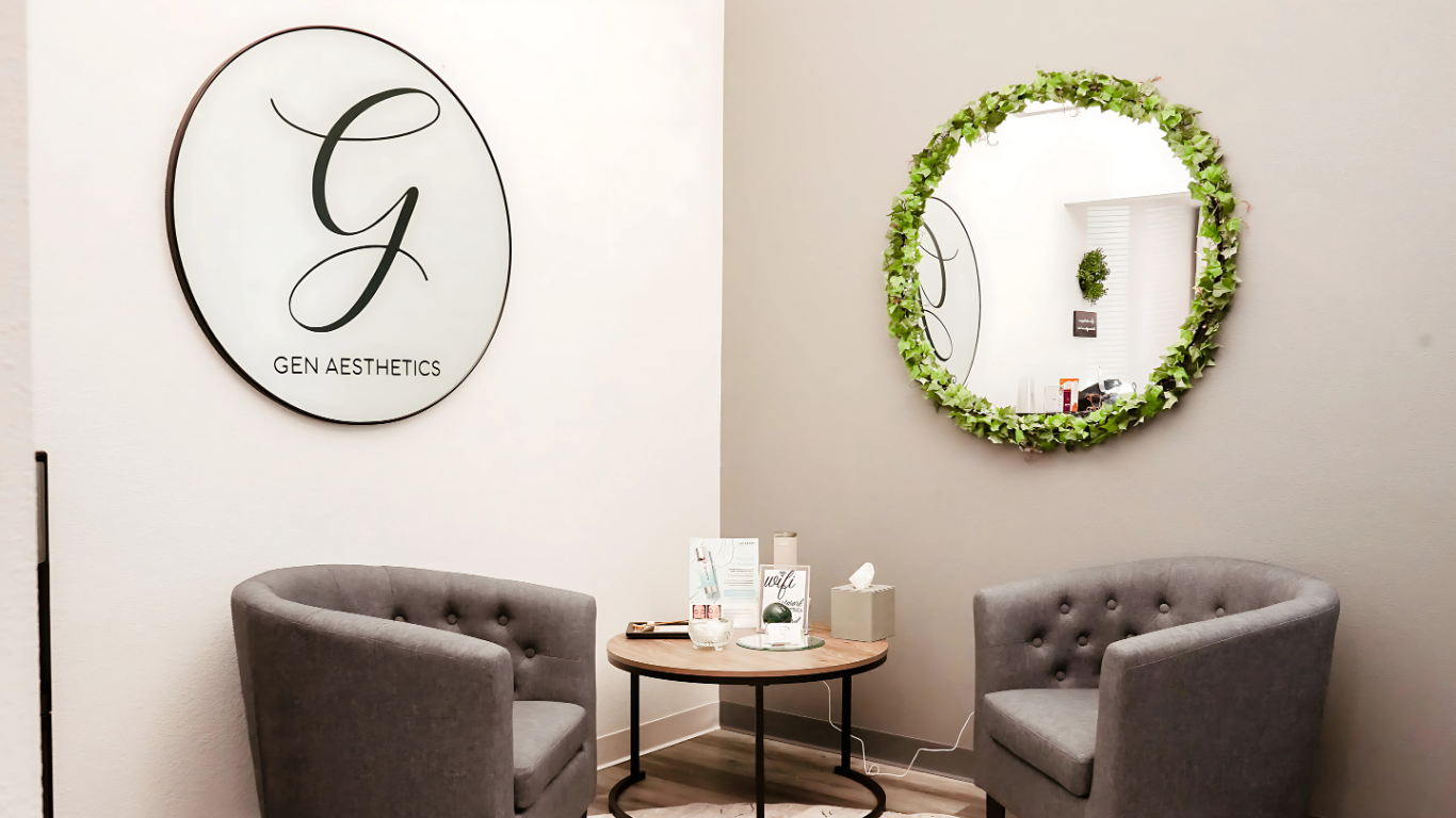 Gen Aesthetics signature monogram in the spa lounge